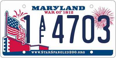 MD license plate 1AF4703