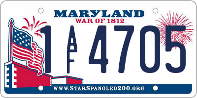 MD license plate 1AF4705