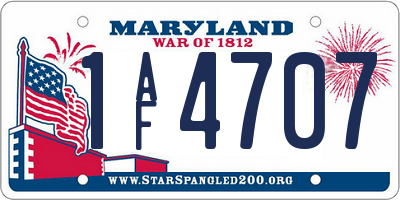 MD license plate 1AF4707