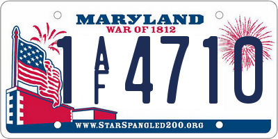 MD license plate 1AF4710