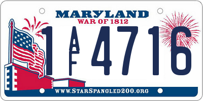 MD license plate 1AF4716