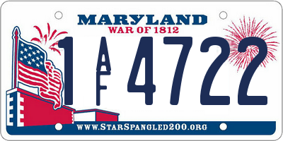 MD license plate 1AF4722