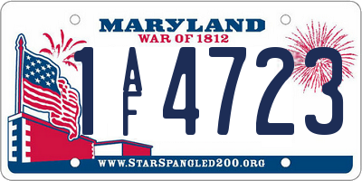 MD license plate 1AF4723