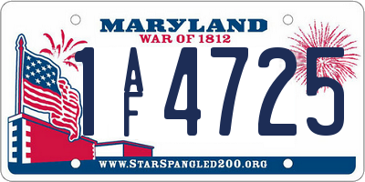 MD license plate 1AF4725