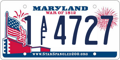 MD license plate 1AF4727