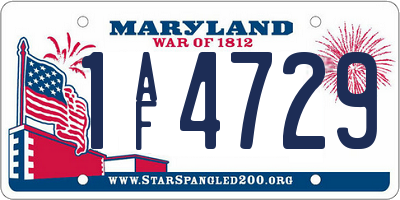 MD license plate 1AF4729