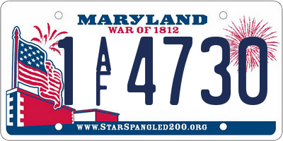 MD license plate 1AF4730