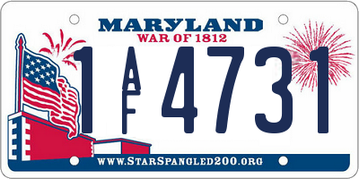 MD license plate 1AF4731