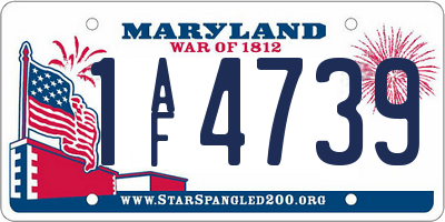 MD license plate 1AF4739