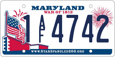 MD license plate 1AF4742