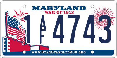 MD license plate 1AF4743