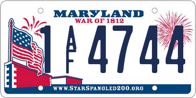 MD license plate 1AF4744