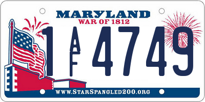 MD license plate 1AF4749
