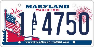 MD license plate 1AF4750
