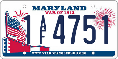MD license plate 1AF4751