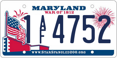 MD license plate 1AF4752