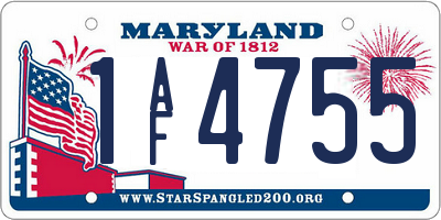 MD license plate 1AF4755