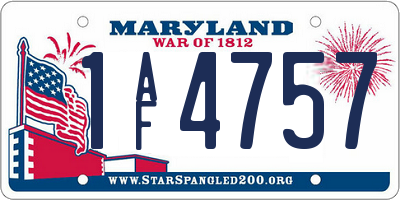 MD license plate 1AF4757