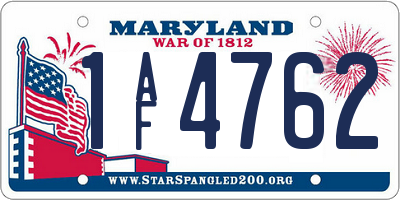 MD license plate 1AF4762