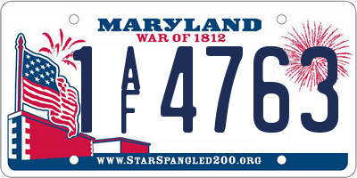 MD license plate 1AF4763