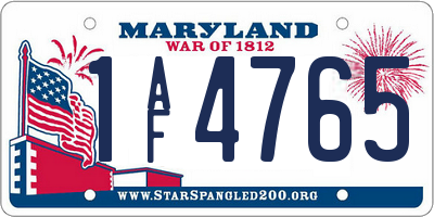 MD license plate 1AF4765