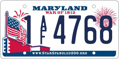 MD license plate 1AF4768