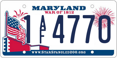 MD license plate 1AF4770