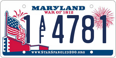 MD license plate 1AF4781