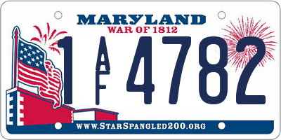 MD license plate 1AF4782