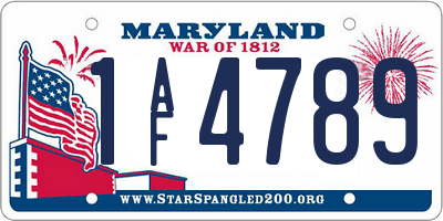 MD license plate 1AF4789