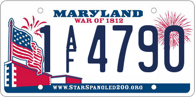 MD license plate 1AF4790