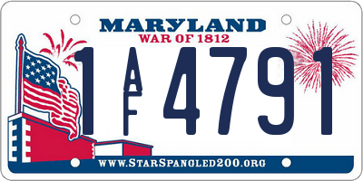 MD license plate 1AF4791