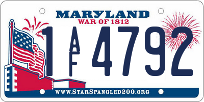 MD license plate 1AF4792