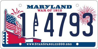 MD license plate 1AF4793