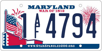MD license plate 1AF4794