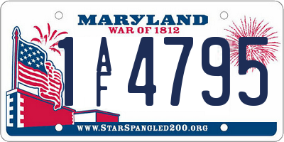 MD license plate 1AF4795