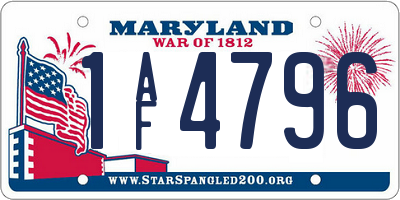 MD license plate 1AF4796