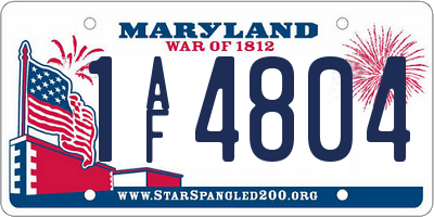 MD license plate 1AF4804