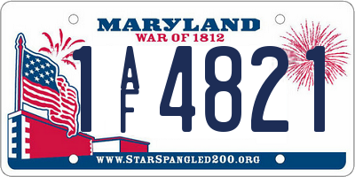 MD license plate 1AF4821
