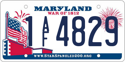 MD license plate 1AF4829