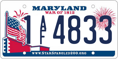 MD license plate 1AF4833