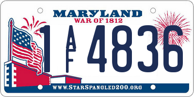 MD license plate 1AF4836