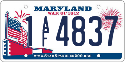 MD license plate 1AF4837