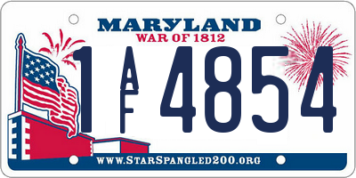 MD license plate 1AF4854