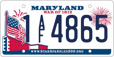 MD license plate 1AF4865