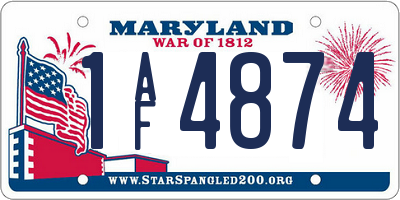 MD license plate 1AF4874