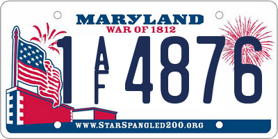 MD license plate 1AF4876