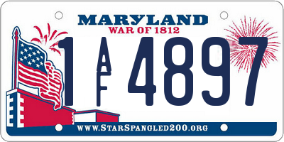 MD license plate 1AF4897
