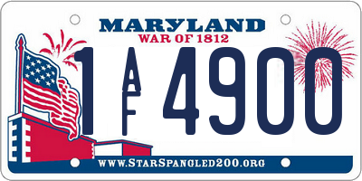 MD license plate 1AF4900