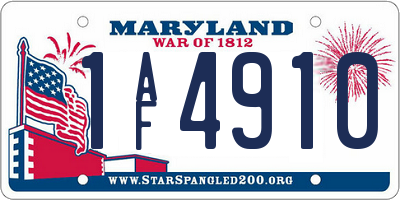 MD license plate 1AF4910